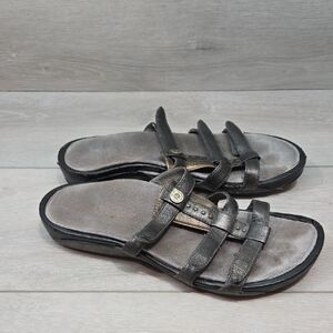 Sandalistas By Aetrex Women's Metallic Sandals Leather Shoes Sz 9